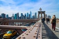 Crossing Brooklyn Bridge, New York City, USA Royalty Free Stock Photo