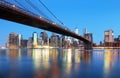 New York City at night with Brooklyn bridge Royalty Free Stock Photo