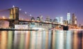 New York City at night with freedom tower Royalty Free Stock Photo