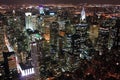 New York City at the night lights from Empire State Building aerial view Royalty Free Stock Photo