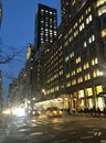 New York City Night Lights Street Traffic Buildings Evening Rush Hour Royalty Free Stock Photo