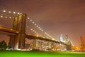 New York City night panorama with Brooklyn Bridge Royalty Free Stock Photo