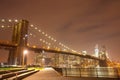 New York City night panorama with Brooklyn Bridge Royalty Free Stock Photo
