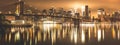 New York City, night panorama, Brooklyn Bridge Royalty Free Stock Photo