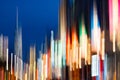 New York City night scene at Chelsea Pier with abstract blurred light streaks from the buildings Royalty Free Stock Photo