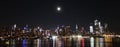 New York City Night Skyline with a Full Moon