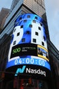 The headquarters of the NASDAQ Stock Exchange, the second largest trading market in the world in Times Square Royalty Free Stock Photo