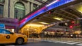 NEW YORK CITY - November 14, 2019: Pershing Square entrance to Grand Central Terminal. Commuters rush home on crosswalk into Grand