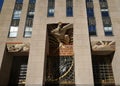 Wisdom, an art deco frieze by Lee Lawrie over the entrance of GE Building at Rockefeller Plaza in New York