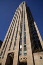 Wisdom, an art deco frieze by Lee Lawrie over the entrance of GE Building at Rockefeller Plaza in New York