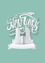 New york city. NY logo . NYC label or logotype. Vintage paper style badge calligraphy.