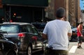 Kid on Bicycle Waiting at Manhattan Intersection