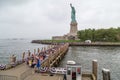 New York City, NY/USA - circa July 2015: People waiting a ferry from Statue of Libery island