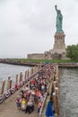 New York City, NY/USA - circa July 2015: People waiting a ferry from Statue of Libery island