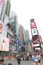 New York City, NY, USA 2.09.2020 - Crowd of tourists in daytime Times Square Royalty Free Stock Photo