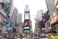 New York City, NY, USA 2.09.2020 - Crowd of tourists and traffic in Times Square Royalty Free Stock Photo