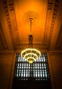 New York City, NY USA:  December 1, 2018 - A chandelier in the interior of Grand Central Station Royalty Free Stock Photo