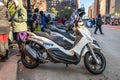 New York City, NY/USA - 11/09/2019: NYPD police scooters at an anti-Trump/Pence rally, in downtown NYC