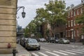 New York City, NY / USA - October 7 2020: Tree lined street of historic brownstone apartment buildings in West Village Royalty Free Stock Photo