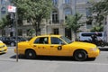 New York City, NY, USA 2.09.2020 - Yellow cab waiting on taxi stand in Manhattan Royalty Free Stock Photo