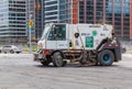 New York City NYC ; Street sweeper truck on the street of Brooklyn, New York City