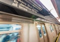 NEW YORK CITY - OCTOBER 24, 2015: Fast moving train in subway st Royalty Free Stock Photo