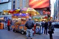 Food vending carts on the street in Manhattan. Royalty Free Stock Photo