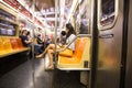 New York city subway with passengers Royalty Free Stock Photo