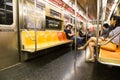 New York city subway with passengers Royalty Free Stock Photo