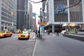 The tradicional yellow taxi cab in New York City.