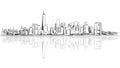 New York City Outline Sketch with Refection Royalty Free Stock Photo