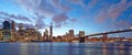 New York City Panorama at night. Manhattan and Brooklyn Bridge at night. Royalty Free Stock Photo