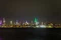 New York City panorama skyline at Manhattan office buildings by night Royalty Free Stock Photo