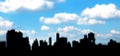 New York City panoramic skyline buildings with pixelated 8-bit effect Royalty Free Stock Photo