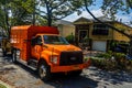 New York City Parks crew works to remove a fallen tree and clears street the aftermath of severe weather after storm Isaias Royalty Free Stock Photo