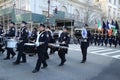 New York City Police Band marching at the St. Patrick`s Day Parade in New York.