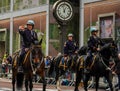 New York City Police Department Mounted Unit officers lead the 102nd Annual Veteran`s Day Parade along Fifth Avenue in Manhattan