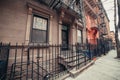 New York City pre-war type typical buildings on city street.