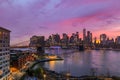 New York City purple sunset colors Royalty Free Stock Photo