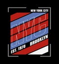 NEW YORK CITY red blue design typography, vector design text illustration, poster, banner, flyer, postcard , sign, t shirt Royalty Free Stock Photo