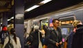 New York City Rush Hour Crowded Subway Station Commuters Exiting Train Royalty Free Stock Photo