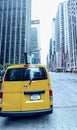 NEW YORK CITY - SEPTEMBER 20, 2015: Taxi cab along Manhattan street. There are more than 13,000 yellow cabs in New York Royalty Free Stock Photo