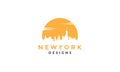 New york city shape with sunset logo vector icon illustration design Royalty Free Stock Photo