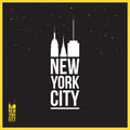 New York City sign, illustration, silhouettes of skyscrapers