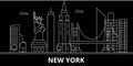 New York silhouette skyline. USA - New York vector city, american linear architecture, buildings. New York line travel Royalty Free Stock Photo