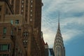 New york city skycrapers from street chrysler building Royalty Free Stock Photo