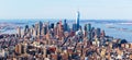 New-York city skyline. Aerial panorama of downtown viewed from midtown, USA