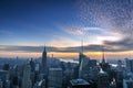 New York City skyline aerial panorama view at night with Times