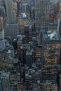 New York City skyline aerial panorama view at night with Times Royalty Free Stock Photo