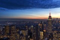 New York City skyline aerial panorama view at night with Times Royalty Free Stock Photo